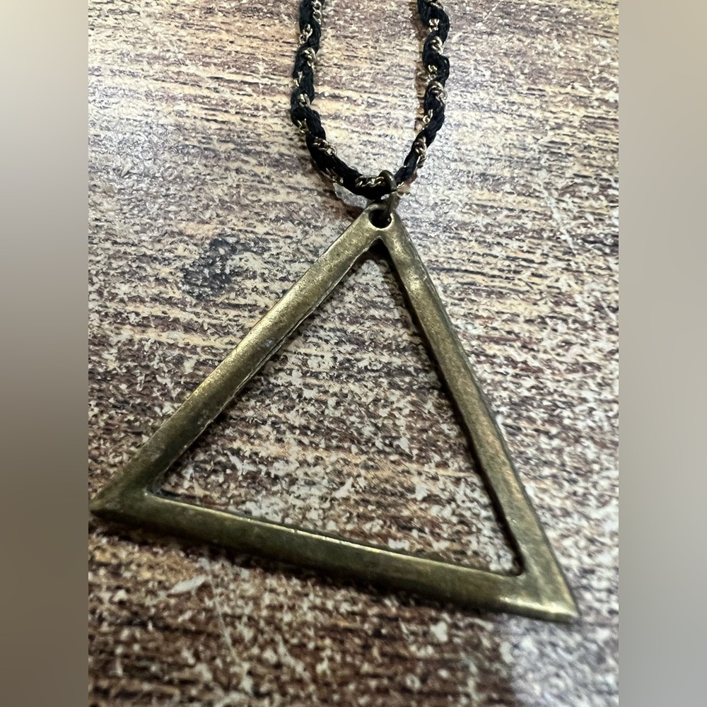 Black and Gold Triangle Pendant Necklace